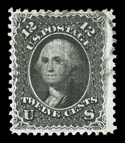 85E, 12c Black, Z grill, a remarkably fresh used example of this scarce grill, quite well centered amid large to extra-large margins, incredibly intense jet black color, plus
prooflike impression on bright paper, strong well defined grill impr