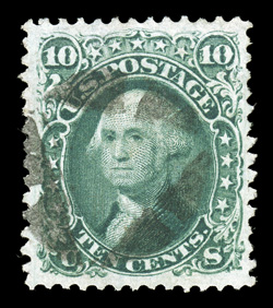 89, 10c Green, E grill, used, well centered within especially large margins, bright fresh color, light cork cancel, choice very fine 1991 PF certificate.