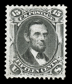 91, 15c Black, E grill, scarce unused example, possessing much better centering and wider margins than usually found, small thin spots and reperforated at left, extremely fine
appearance 1996 PF certificate.