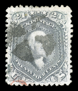 99, 24c Gray lilac, F grill, used, nicely centered within large margins, strong color, light quartered cork cancel and a small bit of a red transit pmk., very fine 1989 and
1990 PF certificates.
