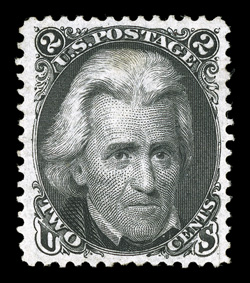 103, 2c Black re-issue, a gorgeous unused example of this rare stamp, wonderfully well centered amid large margins, characteristic intense color and prooflike impression on
crisp white paper, full perforations all around, extremely fine only 97