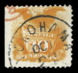 113, 116, 148, 150, 2c Brown and 10c Yellow, with Japanese cancels, includes two 113 with Nagasaki broken cross cancel, five 116 with four different Japanese cancels, including
Nagasaki cross, two Hiogo double circle, Yokohama c.d.s. and Chin