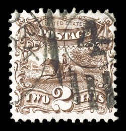 124, 2c Brown re-issue, elusive used example, lovely bright color on fresh paper, contemporary duplex cancel, very fine 1991 PF certificate.