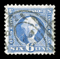 126, 6c Blue re-issue, seldom seen used single, brilliantly fresh color on crisp white paper, well centered, light registry cancel, faint corner crease, otherwise very fine
1992 PSE certificate.