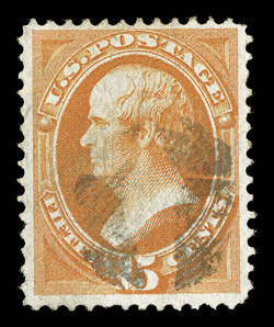 141, 15c Orange with grill, well centered, strong color, light cork cancel, several identifiable grill points, very fine 1985 and 1999 PF certificates.
