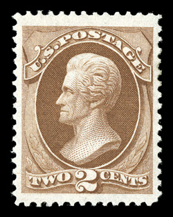 146, 2c Red brown, excellent centering within large margins, wonderfully fresh color, o.g., lightly hinged, extremely fine 2006 PSE certificate (VF-XF 85 OGph SMQ
$575.00).