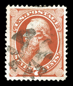 149, 7c Vermilion, lovely used example that is exceptionally well centered within uncommonly large margins, strong color, neat circle of wedges cancel, extremely fine 2009 PF
certificate.