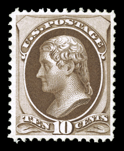 150, 10c Brown, well centered and margined, rich color and a well defined impression, slightly disturbed o.g., very fine 1997 PSE certificate.