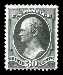 154, 30c Black, rarely seen mint example, full o.g. that the accompanying certificate states is badly disturbed, fine 1987 PF certificate.