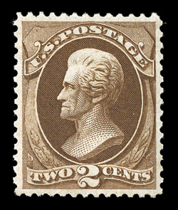 157, 2c Brown, exceedingly well centered and margined, intensely rich color in a deep shade, full o.g., lightly hinged, extremely fine and uncommonly choice 1999 PF certificate
and a 2007 PSE certificate (XF 90 SMQ $1,000.00).
