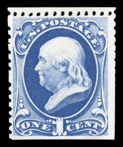 167, 1c Ultramarine special printing, without gum as issued, an unusually fresh and choice example of this difficult special printing rarity, possessing brilliantly rich
characteristic color and a sharp prooflike impression on pristine white pap