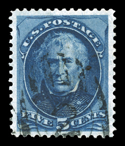 179, 5c Blue, stunning used single, not only impeccably well centered amid large balanced margins, but it also displays strikingly intense color in a deep shade and a superbly
detailed impression on bright paper, lightly cancelled, an extremely