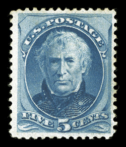 185, 5c Blue, especially strong color and impression, quite well centered, full o.g., very fine and choice 1997 PSE certificate.