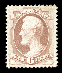 186, 6c Pink, excellent centering within large margins, strong rich color and impression, o.g., lightly hinged, extremely fine a handsome mint example of this scarce Bank Note
1979 and 2001 PF certificates ex-Mann.