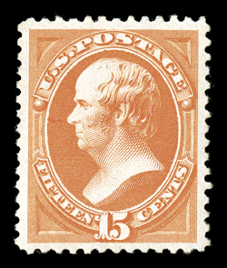 189, 15c Red orange, exceedingly well centered within uncommonly large and well balanced margins, deep vibrant color, o.g., lightly hinged, extremely fine 2002 PF
certificate.