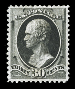 190, 30c Full black, well centered within large margins, deep color and impression, full o.g., lightly hinged, very fine 1992 PF certificate.