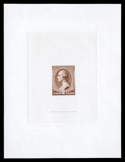 210P1, 2c Red brown, large die proof on India, die sunk on 100x132mm card, this was from the trial printing, as there is no die number under the stamp, very
fine.