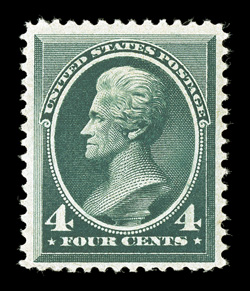 211, 4c Blue green, fresh and well centered, deep luxuriant color, o.g., n.h., very fine.