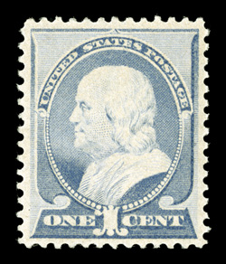 212, 1c Ultramarine, pristine mint single, wonderfully fresh, exceptionally well centered and margined, o.g., never hinged, extremely fine 2009 PF certificate.