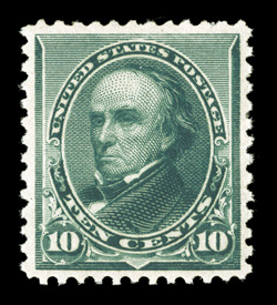 226, 10c Green, uncharacteristically well centered within large margins, strong color and impression, o.g., never hinged, extremely fine and quite choice 1984 and 2006 PF
certificates.