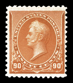 229, 90c Orange, deep vibrant color, large margins, o.g., never hinged, very fine 2009 PF certificate.