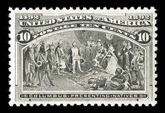 230-37, 1c-10c Columbians, including the both the normal and broken hat 2c value, all are well centered and fresh, o.g., n.h., 4c with mild gum bend, very fine-extremely fine
group 6c-10c accompanied by 1992, 1996 or 1997 PF certificates.