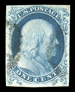 6, 1c Blue, Ty. Ia, position 98L4, a highly desirable used example of this rare classic stamp, featuring a marvelous overall freshness that few others enjoy, with rich luxuriant
color and a superbly detailed impression on pristine white paper, f