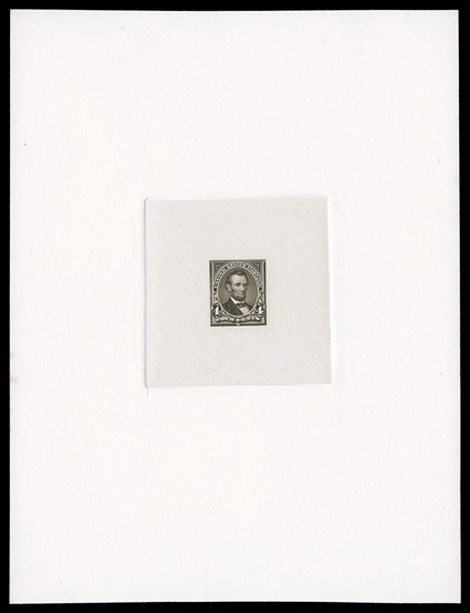 254P1, 4c Dark brown, large die proof on India, die sunk on large card 151x198mm, showing full die sinkage, very fine.