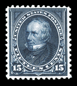 259, 15c Dark blue, nicely centered, deep color on pristine white paper, o.g., barest trace of hinging, very fine photocopy of a 1993 PF certificate for a block of four, this
being the top right stamp.