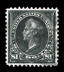 276A, $1.00 Black, Ty. II, used, exceptionally well centered within large margins, deep color, fairly light cancel, extremely fine 2009 PF certificate.