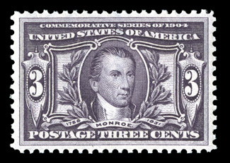 325, 3c Louisiana Purchase, exceedingly well balanced margins all around, strong fresh color, flawless o.g., n.h., extremely fine an especially choice Three Cent Louisiana
Purchase 2009 PSE certificate (XF-Superb 95 SMQ $1,250.00).