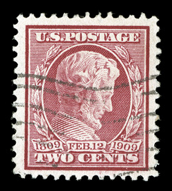 369, 2c Lincoln on bluish paper, impressively large-margined used single, well centered within extravagant margins, bright color, light wavy cancel, extremely fine 1988 PF
certificate.