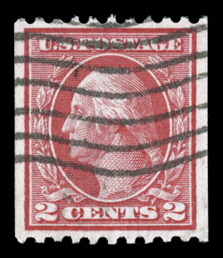449, 2c Red rotary coil, Ty. I, perf. 10 horiz., lovely used single, wonderfully well centered, bright color on fresh white paper, wavy line cancel, extremely fine a highly
select example of this scarce coil 1994 PF certificate.