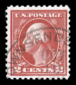 461, 2c Pale carmine red, well centered within large margins, brilliantly fresh, neat town c.d.s. cancel, just the faintest trace of a paper crease, otherwise very fine clear
1983 PF certificate.