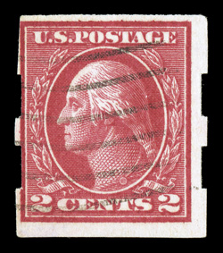 482A, 2c Deep rose imperforate, Ty. Ia, Schermack Ty. III perforations, exceptionally well centered for this, particularly when compared to the existing population, with full
Schermack perforations on both sides, being just one of a very few tha