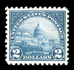572, $2.00 Deep blue, beautifully centered, exceptionally bright and fresh, o.g., n.h., extremely fine 2007 PSE certificate (XF-Superb 95 SMQ $340.00).