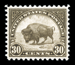 700, 30c Brown, perfectly balanced margins all around, strong rich color, o.g., n.h., an extremely fine gem 2009 PSE certificate (Superb 98 SMQ $380.00) only one stamp grades
higher.