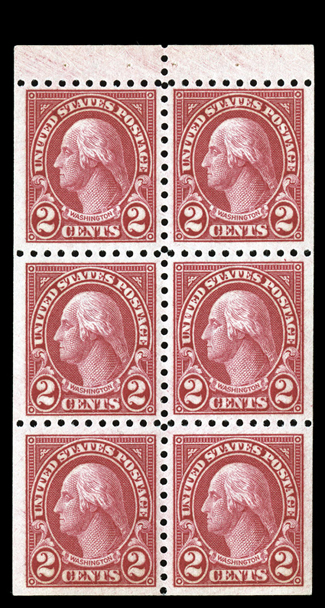 583a, 2c Carmine booklet pane of six, impressive mint example, being not only incredibly well centered for this difficult pane, but also possessing uncharacteristically wide
margins, pristine o.g, n.h., extremely fine as nice a pane as can be f