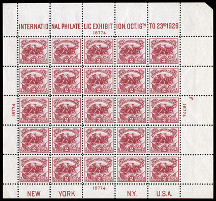 630, 2c White Plains souvenir sheet, an especially choice example boasting truly outstanding centering, with each stamp being precisely centered within balanced margins, strong
and intact perforations all around, o.g. without any of the usual be