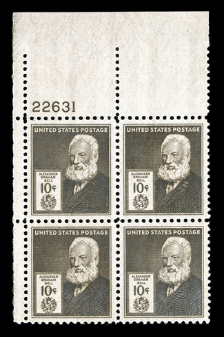 859-93, 1c-10c Famous Americans cplt., a remarkable set of plate no. blocks of four, each having been meticulously selected for perfect centering, o.g., n.h., uniformly
extremely fine and choice an unimprovable set.