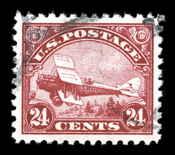 C6, 24c Carmine, an especially choice used single, extraordinarily well centered and margined, stunning radiant color and a vivid impression, lightly cancelled, an extremely
fine gem 2009 PSE certificate (Superb 98 SMQ $475.00) only of only t