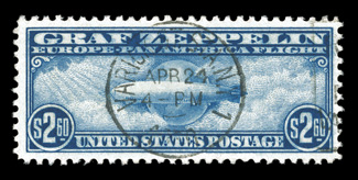 C13-15, 65c-$2.60 Graf Zeppelins cplt., used, each is well centered and margined, strong colors, choice very fine and well matched set $2.60 accompanied by a 2001 PSE
certificate.