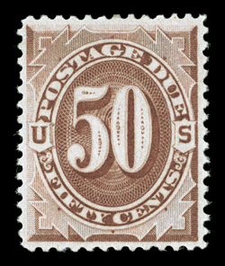 J21, 50c Red brown, rich fresh color, attractively centered, o.g., lightly hinged, a very fine example of this scarce high value postage due 1998 PF
certificate.