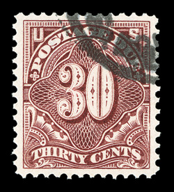 J43, 30c Deep claret, a marvelous used example, featuring large and extraordinarily well balance margins which are especially difficult to find on postage due stamps, strong
rich color, unobtrusive cancel, extremely fine used gem 2009 PSE certi