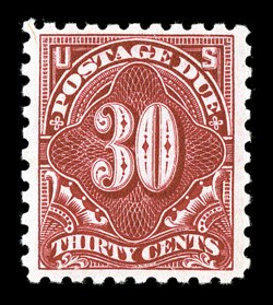 J57, 30c Carmine lake, deep radiant color and an especially intense impression, well centered within large margins, o.g., n.h., very fine and choice 2008 PSE
certificate.