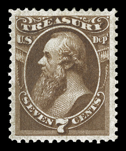 O76, 7c Treasury, an extraordinarily choice mint single, wonderfully well centered amid extravagantly large margins, strong rich color, full o.g., extremely fine 1995 PF
certificate.