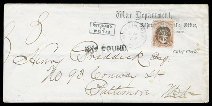 O86, O117, 6c War, a desirable group of ten legal size covers all franked with 6c War, mostly single frankings, but we do note a scarcer combination franking with a 3c War, and
another with a combination of 2c and 6c War issues on soft paper, al