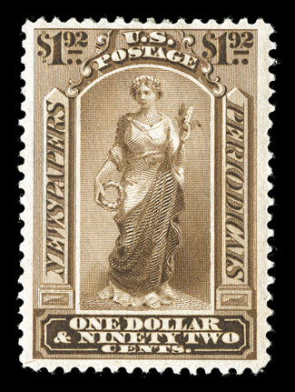 PR71, $1.92 Pale brown, very well centered within uncharacteristically wide margins, sumptuously rich color and a sharp impression, o.g., mild h.r., extremely fine 2010 PF
certificate.