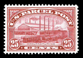 Q9, 25c Parcel Post, uncommonly well centered within large margins, bright color, o.g., n.h., extremely fine 2008 PSE certificate (XF 90 SMQ $350.00).