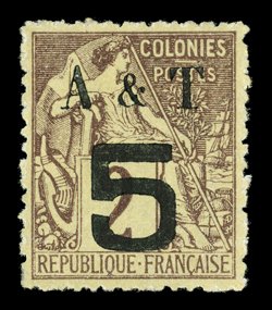 3 var., 1888 Unissued 5 surcharge on 2c brown on buff, without gum as prepared, incredibly well centered within balanced margins, rich fresh colors on crisp white paper, bold
surcharge impression, extremely fine mentioned in Scott as a footno
